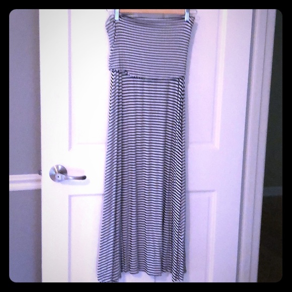 GAP knit tube midi dress navy and white stripe - Picture 3 of 6